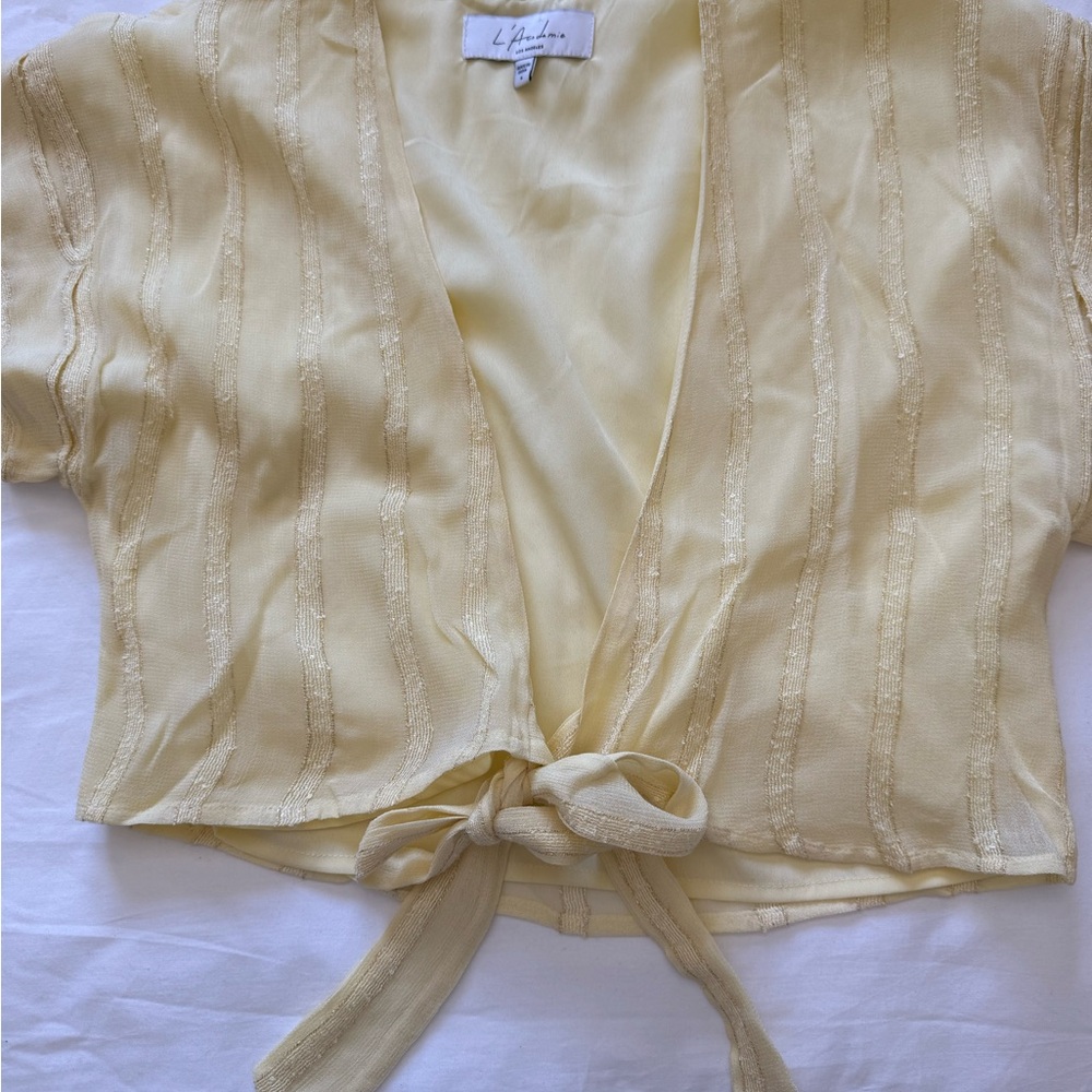 L'Academie Soft Yellow Tie-Front Blouse